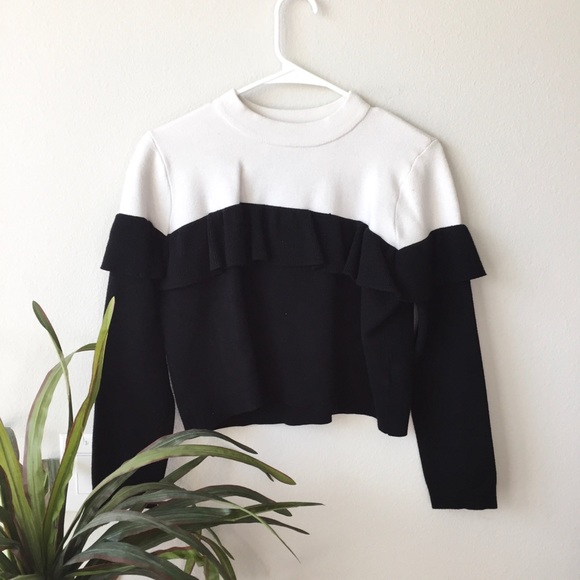 Zara Sweaters - ZARA // Cropped Ruffle Sweater
